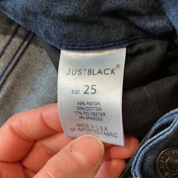 Just Black Cropped Skinny Ankle Zipper Dark Blue Denim Jeans Sz 25 Midrise - Picture 3 of 10